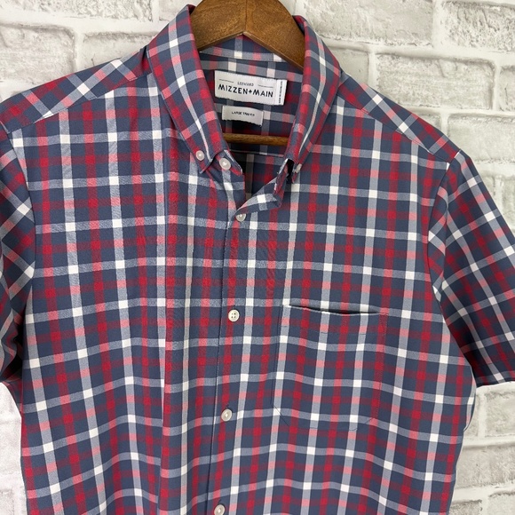 Mizzen+Main Other - Mizzen+Main Performance Stretch Patriotic Plaid Casual Button Shirt LARGE TRIM
